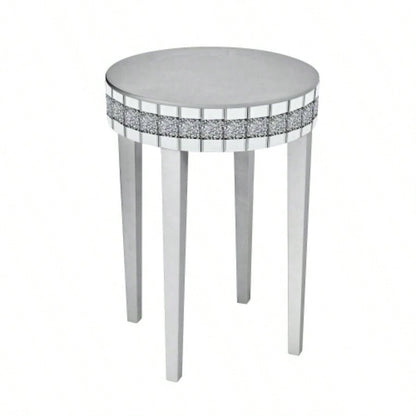 Artisanal Round Mirror Breakfast Table with - Cut Pedestal Space - Saving Bistro - Style Table Morning Coffee DiningTempered Compact Design