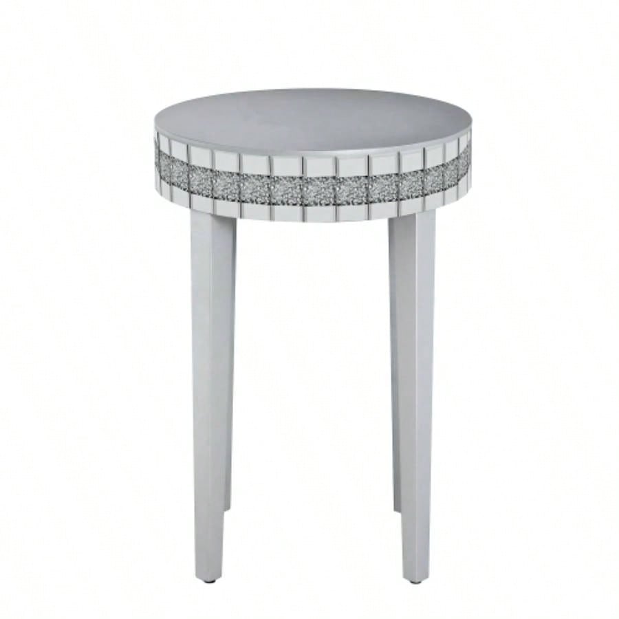 Artisanal Round Mirror Breakfast Table with - Cut Pedestal Space - Saving Bistro - Style Table Morning Coffee DiningTempered Compact Design