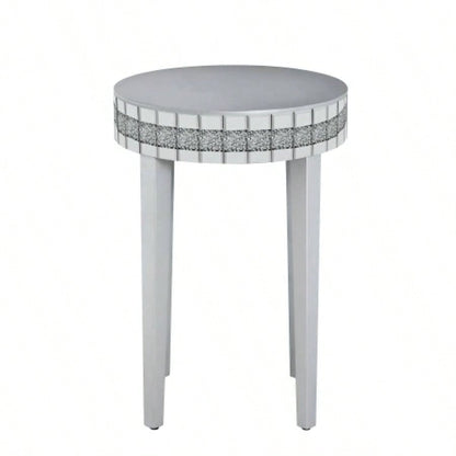 Artisanal Round Mirror Breakfast Table with - Cut Pedestal Space - Saving Bistro - Style Table Morning Coffee DiningTempered Compact Design