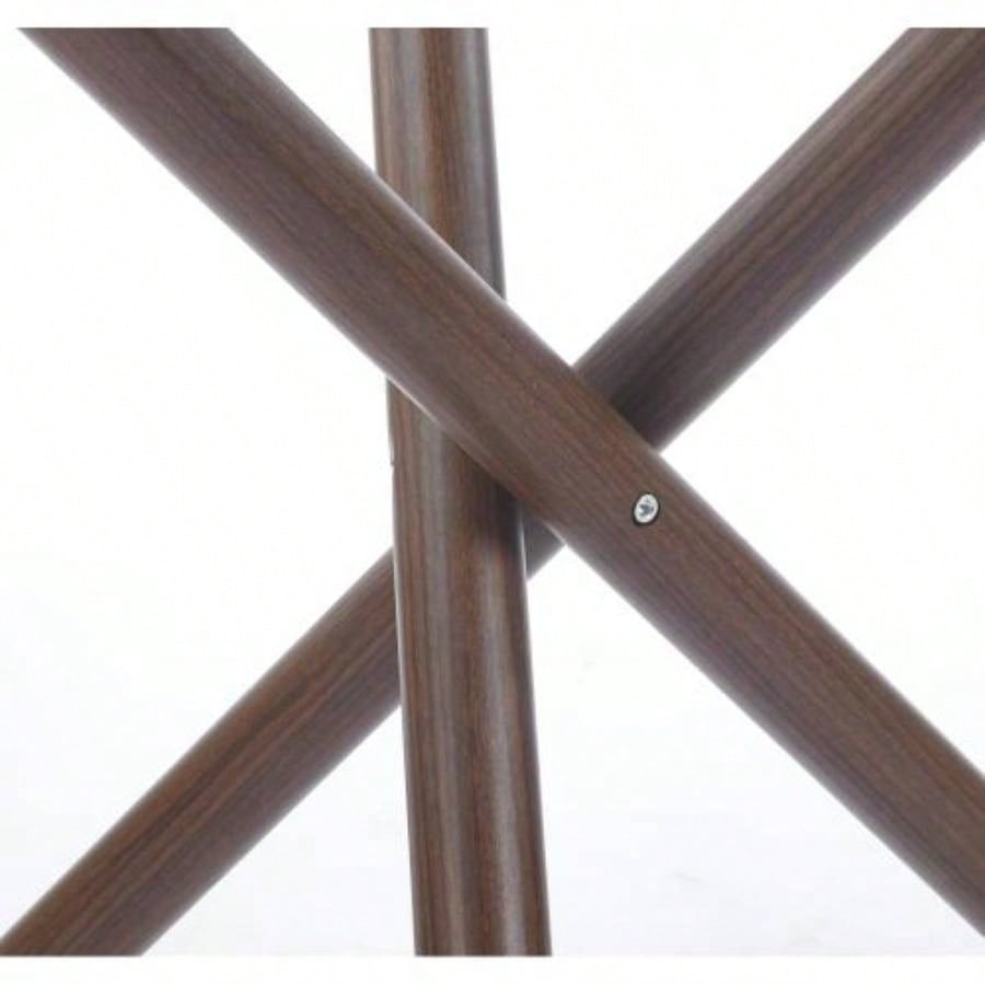Round Dining Table with walnut color metal leg and tempered glass, Modern Space Saving Kitchen Table Living Room