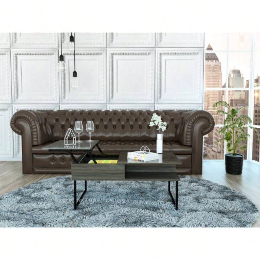 Atlanta Lift Top Coffee Table, One Shelf, Carbon Espresso/ Onyx
