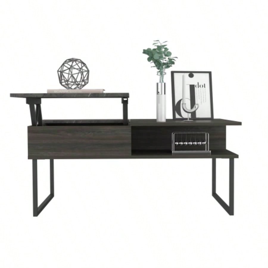 Atlanta Lift Top Coffee Table, One Shelf, Carbon Espresso/ Onyx