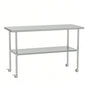 Stainless Steel Table 30x 60 Inches Metal Prep Table with Wheels Adjustable Undershelf, Stainless Table Commercial Kitchen, Outdoor, Restaurant, Hotel Garage