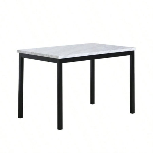 Noyes Metal Dining Table with Laminated Faux Marble Top,