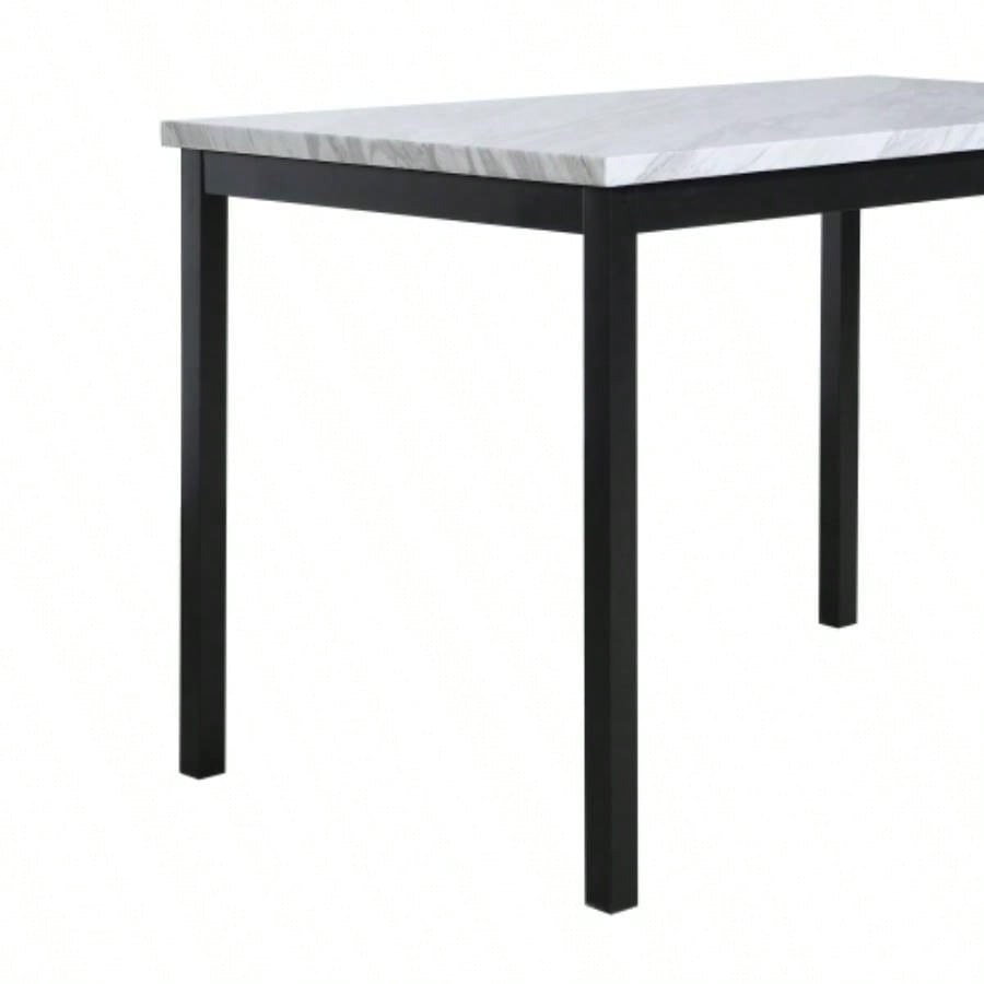 Noyes Metal Dining Table with Laminated Faux Marble Top,