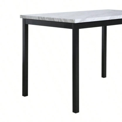Noyes Metal Dining Table with Laminated Faux Marble Top,