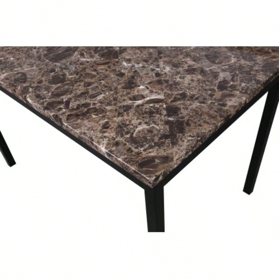 Noyes Metal Dining Table with Laminated Faux Marble Top, Black
