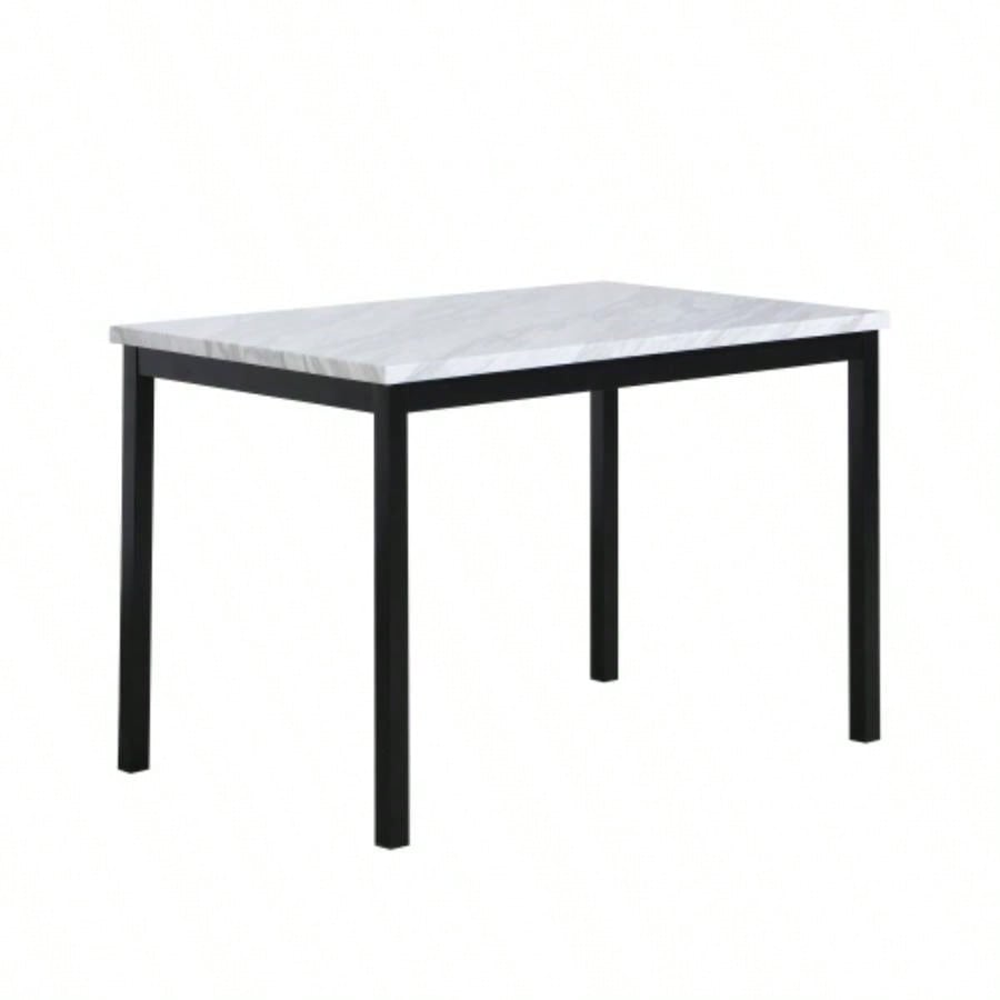 Noyes Metal Dining Table with Laminated Faux Marble Top,