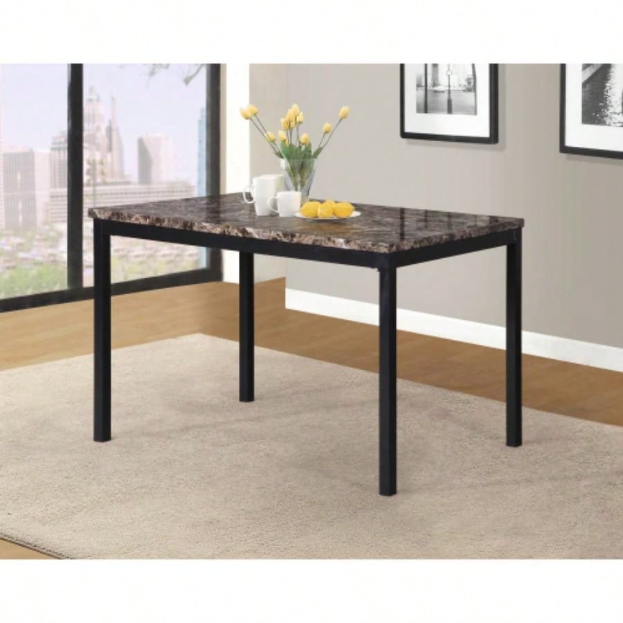 Noyes Metal Dining Table with Laminated Faux Marble Top,