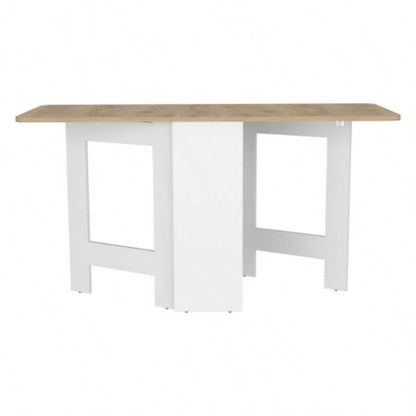 Folding Table with Expandable Design in 3 Forms, White/ Macadamia