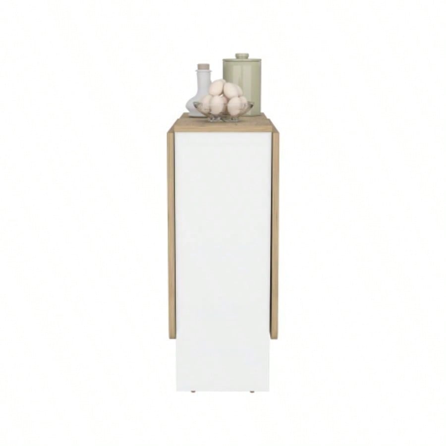 Folding Table with Expandable Design in 3 Forms, White/ Macadamia