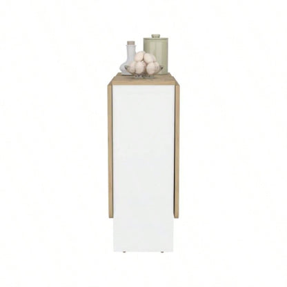 Folding Table with Expandable Design in 3 Forms, White/ Macadamia