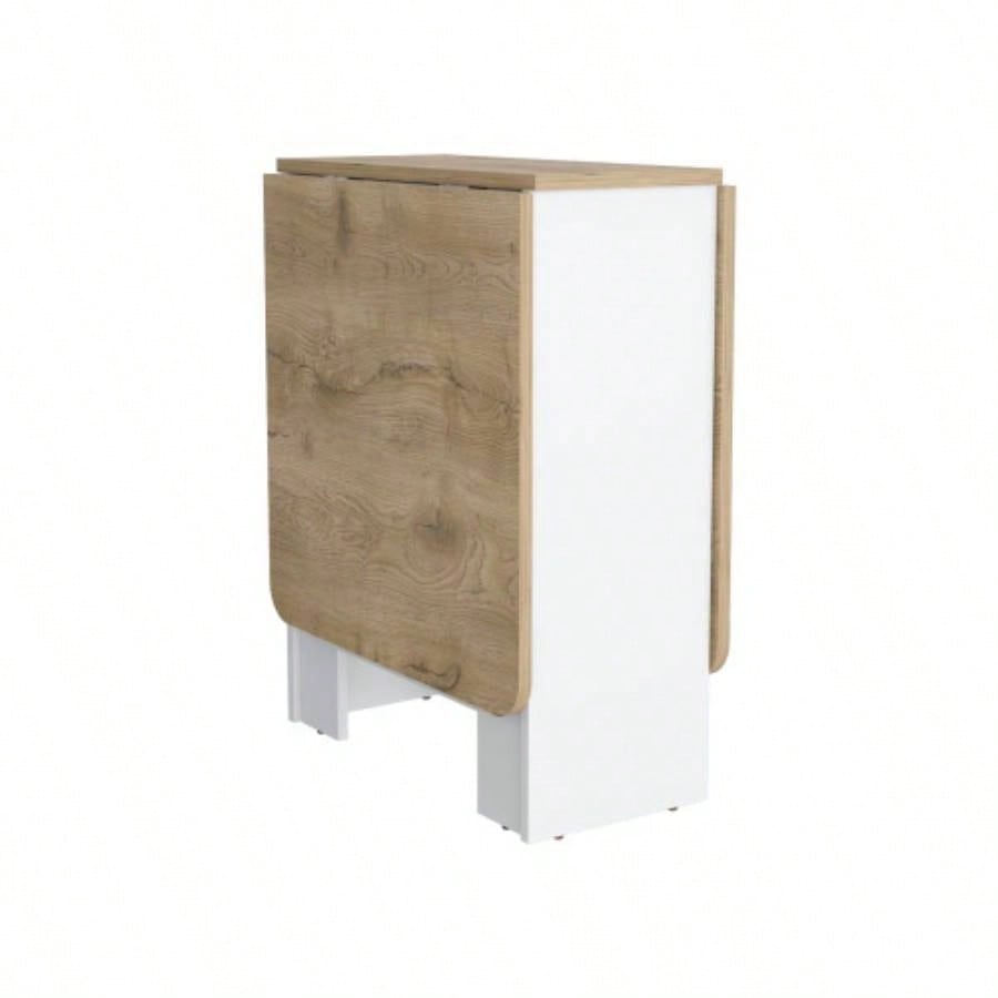 Folding Table with Expandable Design in 3 Forms, White/ Macadamia