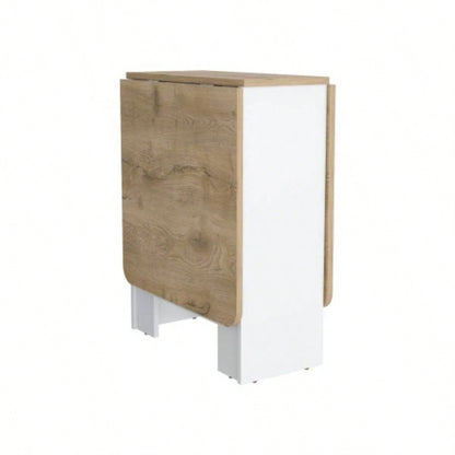 Folding Table with Expandable Design in 3 Forms, White/ Macadamia
