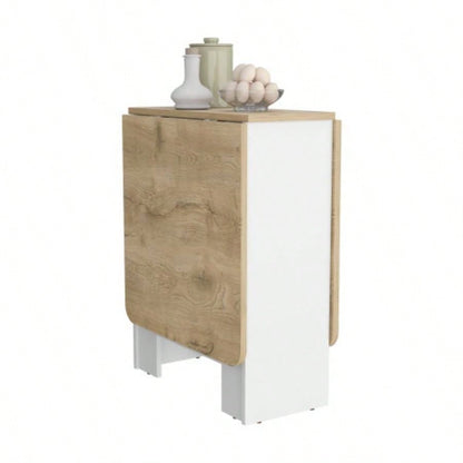 Folding Table with Expandable Design in 3 Forms, White/ Macadamia