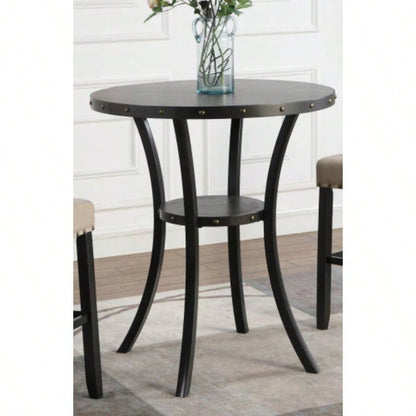 Biony 36 Round Espresso Bar Table Nail Trim