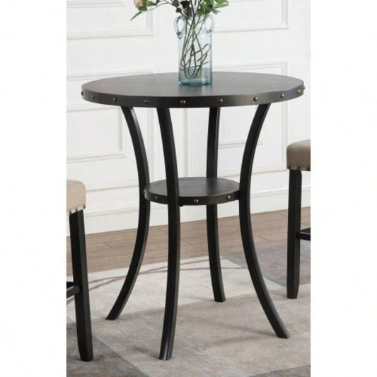Biony 36 Round Espresso Bar Table Nail Trim