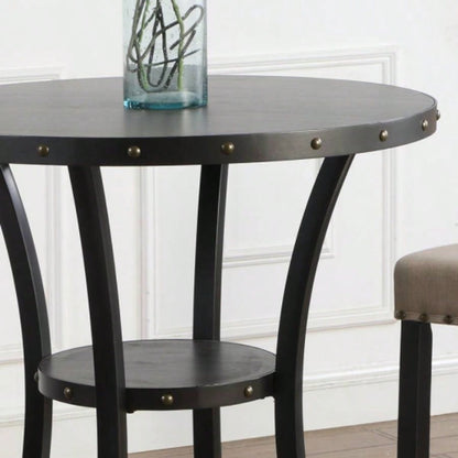 Biony 36 Round Espresso Bar Table Nail Trim