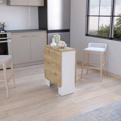 Folding Table with Expandable Design in 3 Forms, White/ Macadamia