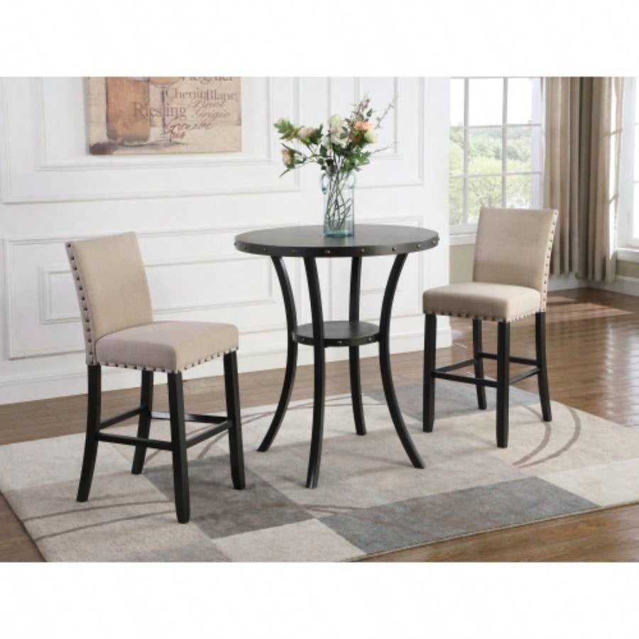 Biony 36 Round Espresso Bar Table Nail Trim