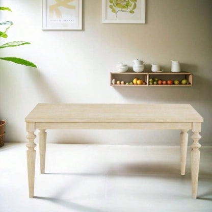 Amonia Urban Style Wired White Wood Turned - Leg Dining Table
