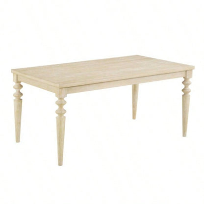 Amonia Urban Style Wired White Wood Turned - Leg Dining Table