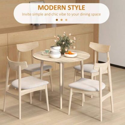 HOMCOM 35 Small Kitchen Table, Collapsible Drop Leaf Table Small Spaces, Round Folding Dining Table with Solid Wood Kitchen, Dining Room, Oak Color
