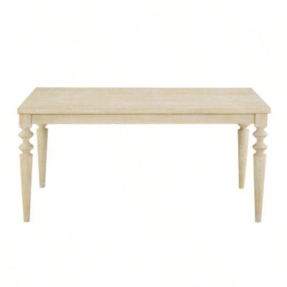 Amonia Urban Style Wired White Wood Turned - Leg Dining Table