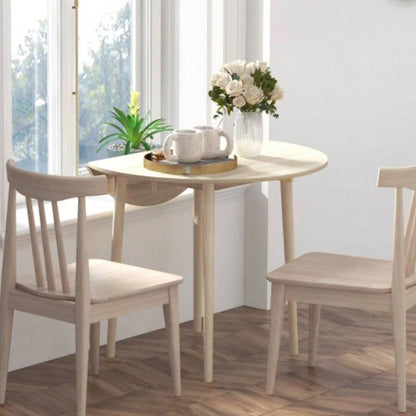 HOMCOM 35 Small Kitchen Table, Collapsible Drop Leaf Table Small Spaces, Round Folding Dining Table with Solid Wood Kitchen, Dining Room, Oak Color