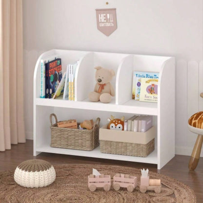 Kids Bookcase with 4 Compartments, Storage Book Shelf, Storage Display, Rack, Toy Organizer Childrens Room, Playroom, Nursery
