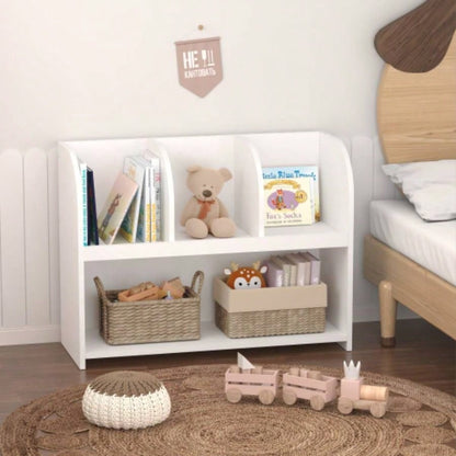 Kids Bookcase with 4 Compartments, Storage Book Shelf, Storage Display, Rack, Toy Organizer Childrens Room, Playroom, Nursery