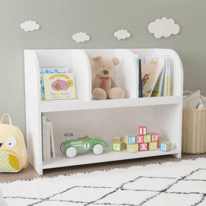 Kids Bookcase with 4 Compartments, Storage Book Shelf, Storage Display, Rack, Toy Organizer Childrens Room, Playroom, Nursery