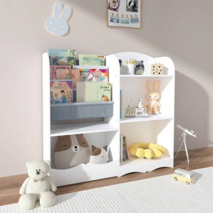 Kids Bookshelf and Toy Organizer, 3 Tier Bookshelf Kids, Fabric Toddler Bookcase Book Shelf Kids Rooms, Bedroom, Playroom, Nursery, Toy Storage Organizer with Bookshelf