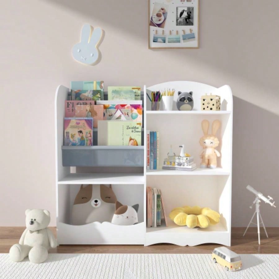 Kids Bookshelf and Toy Organizer, 3 Tier Bookshelf Kids, Fabric Toddler Bookcase Book Shelf Kids Rooms, Bedroom, Playroom, Nursery, Toy Storage Organizer with Bookshelf
