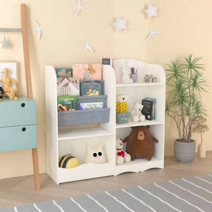 Kids Bookshelf and Toy Organizer, 3 Tier Bookshelf Kids, Fabric Toddler Bookcase Book Shelf Kids Rooms, Bedroom, Playroom, Nursery, Toy Storage Organizer with Bookshelf