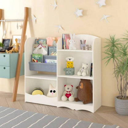 Kids Bookshelf and Toy Organizer, 3 Tier Bookshelf Kids, Fabric Toddler Bookcase Book Shelf Kids Rooms, Bedroom, Playroom, Nursery, Toy Storage Organizer with Bookshelf