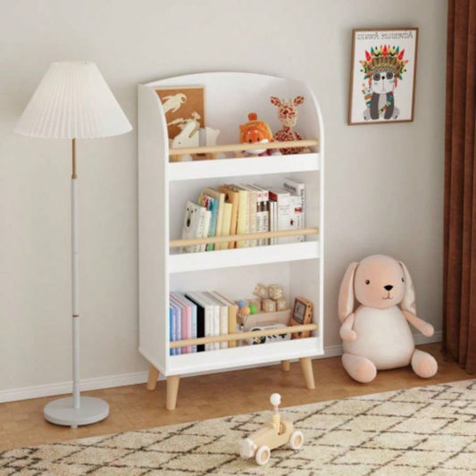 Kids Bookshelf, 3 - Tier Bookcase, Book Organizer, toy Storage Cabinet Organizer, White