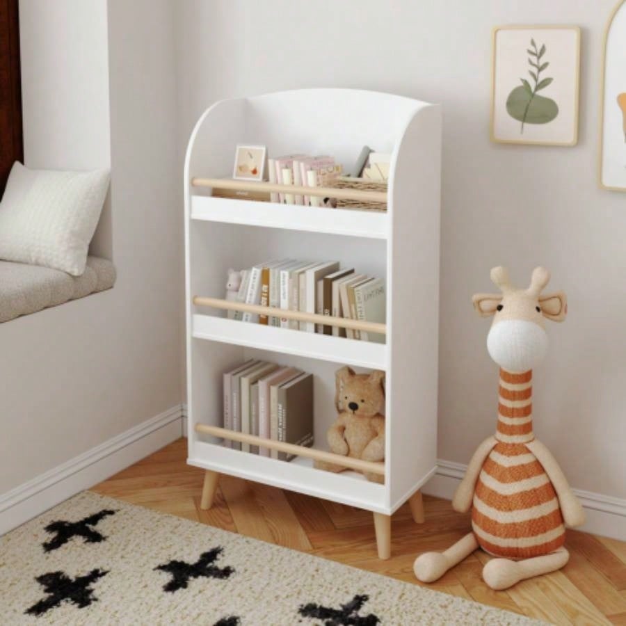 Kids Bookshelf, 3 - Tier Bookcase, Book Organizer, toy Storage Cabinet Organizer, White