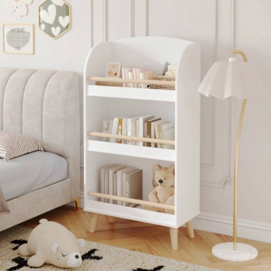 Kids Bookshelf, 3 - Tier Bookcase, Book Organizer, toy Storage Cabinet Organizer, White