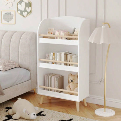 Kids Bookshelf, 3 - Tier Bookcase, Book Organizer, toy Storage Cabinet Organizer, White