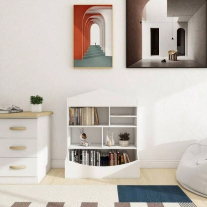 Multi - Functional Shelf Bookcase, Storage Display, Rack, Organizer, White, 14.37 Dx 31.50x39.37 H