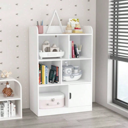 Kids Bookcase, Bookshelf with 6 Compartments, Freestanding Shelves and Cube Organizer, Bedroom Living Room Office Closet School in White