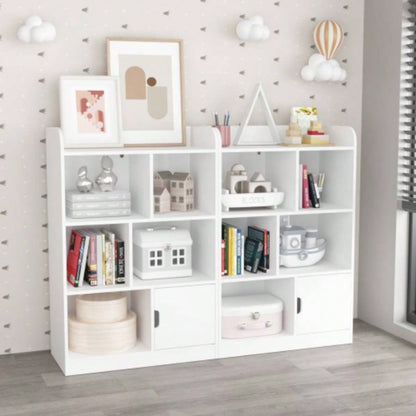 Kids Bookcase, Bookshelf with 6 Compartments, Freestanding Shelves and Cube Organizer, Bedroom Living Room Office Closet School in White