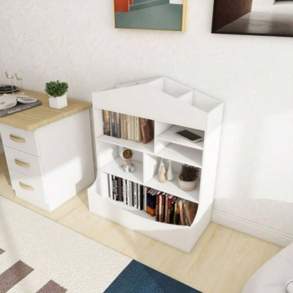 Multi - Functional Shelf Bookcase, Storage Display, Rack, Organizer, White, 14.37 Dx 31.50x39.37 H
