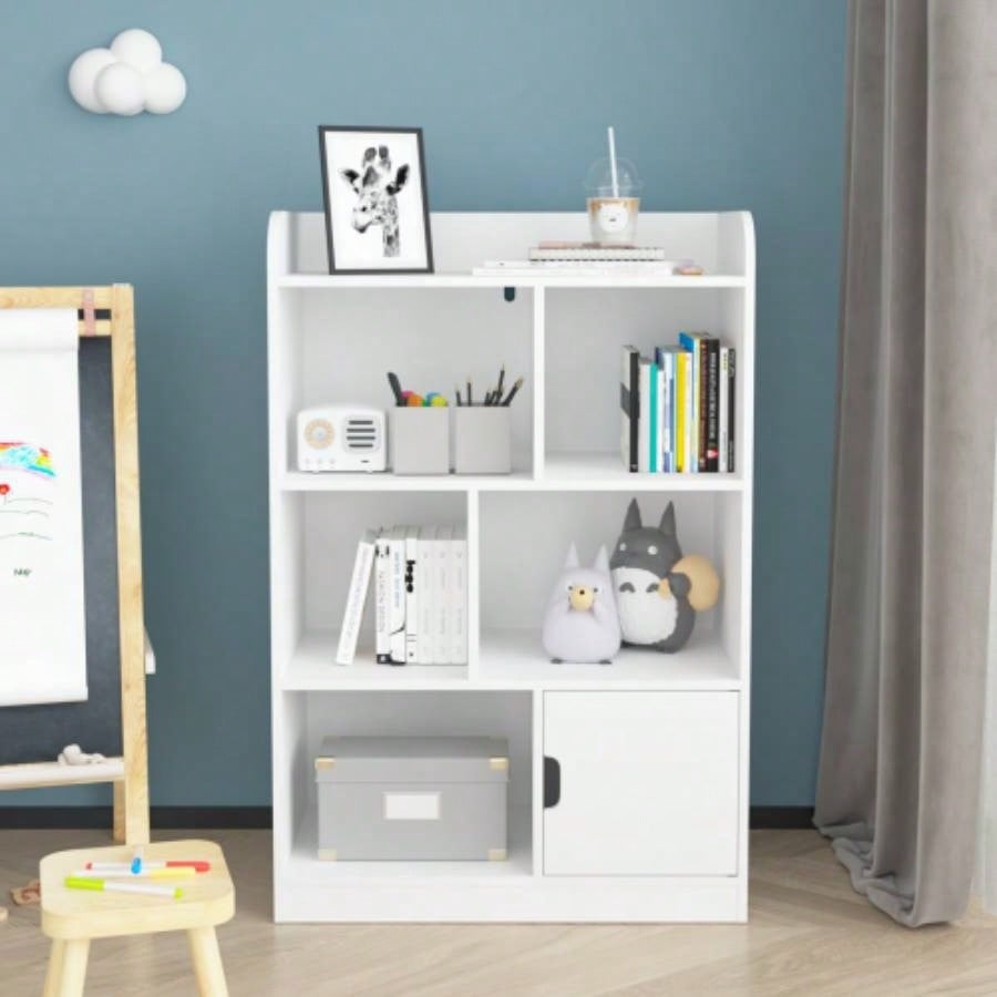 Kids Bookcase, Bookshelf with 6 Compartments, Freestanding Shelves and Cube Organizer, Bedroom Living Room Office Closet School in White