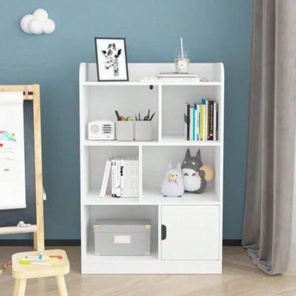 Kids Bookcase, Bookshelf with 6 Compartments, Freestanding Shelves and Cube Organizer, Bedroom Living Room Office Closet School in White