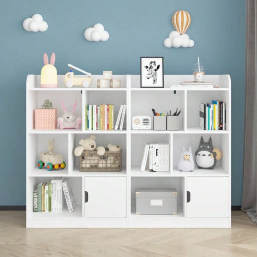 Kids Bookcase, Bookshelf with 6 Compartments, Freestanding Shelves and Cube Organizer, Bedroom Living Room Office Closet School in White