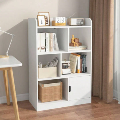 Kids Bookcase, Bookshelf with 6 Compartments, Freestanding Shelves and Cube Organizer, Bedroom Living Room Office Closet School in White