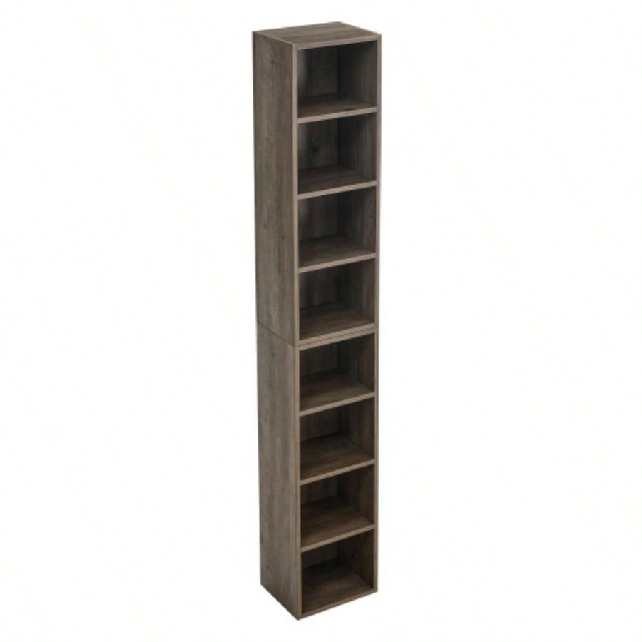 8 - Tier Media Tower Rack, CD DVD Slim Storage Cabinet with Adjustable Shelves, Tall Narrow Bookcase Display Bookshelf Home Office, Multi - functional double - decker bookcase