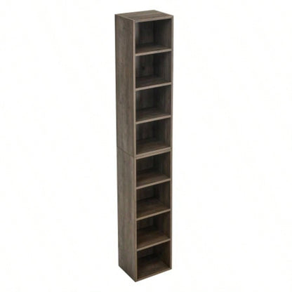 8 - Tier Media Tower Rack, CD DVD Slim Storage Cabinet with Adjustable Shelves, Tall Narrow Bookcase Display Bookshelf Home Office, Multi - functional double - decker bookcase
